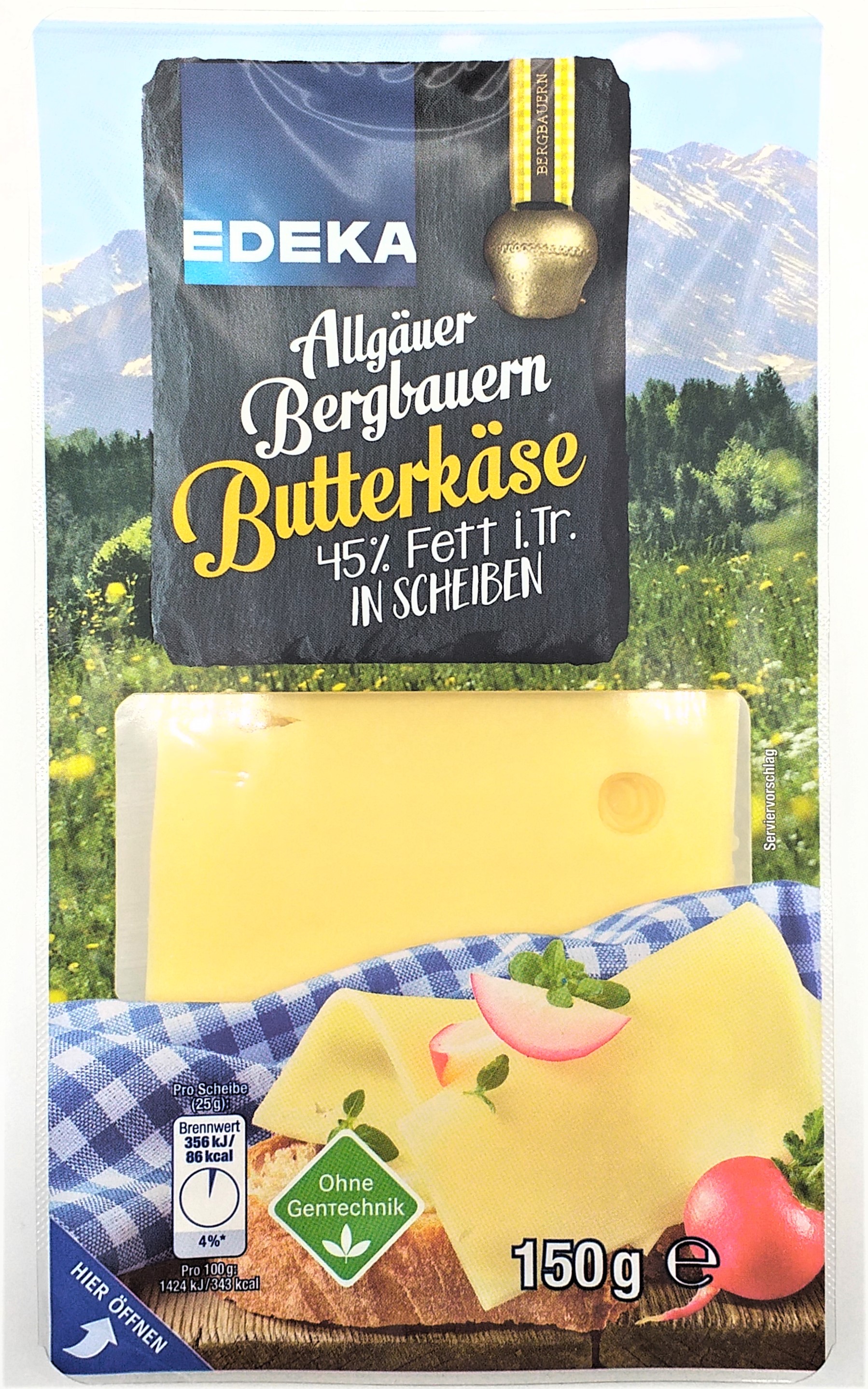 EDEKA Bergbauern Butterkäse Scheiben 48% Fett i. Tr. 150g