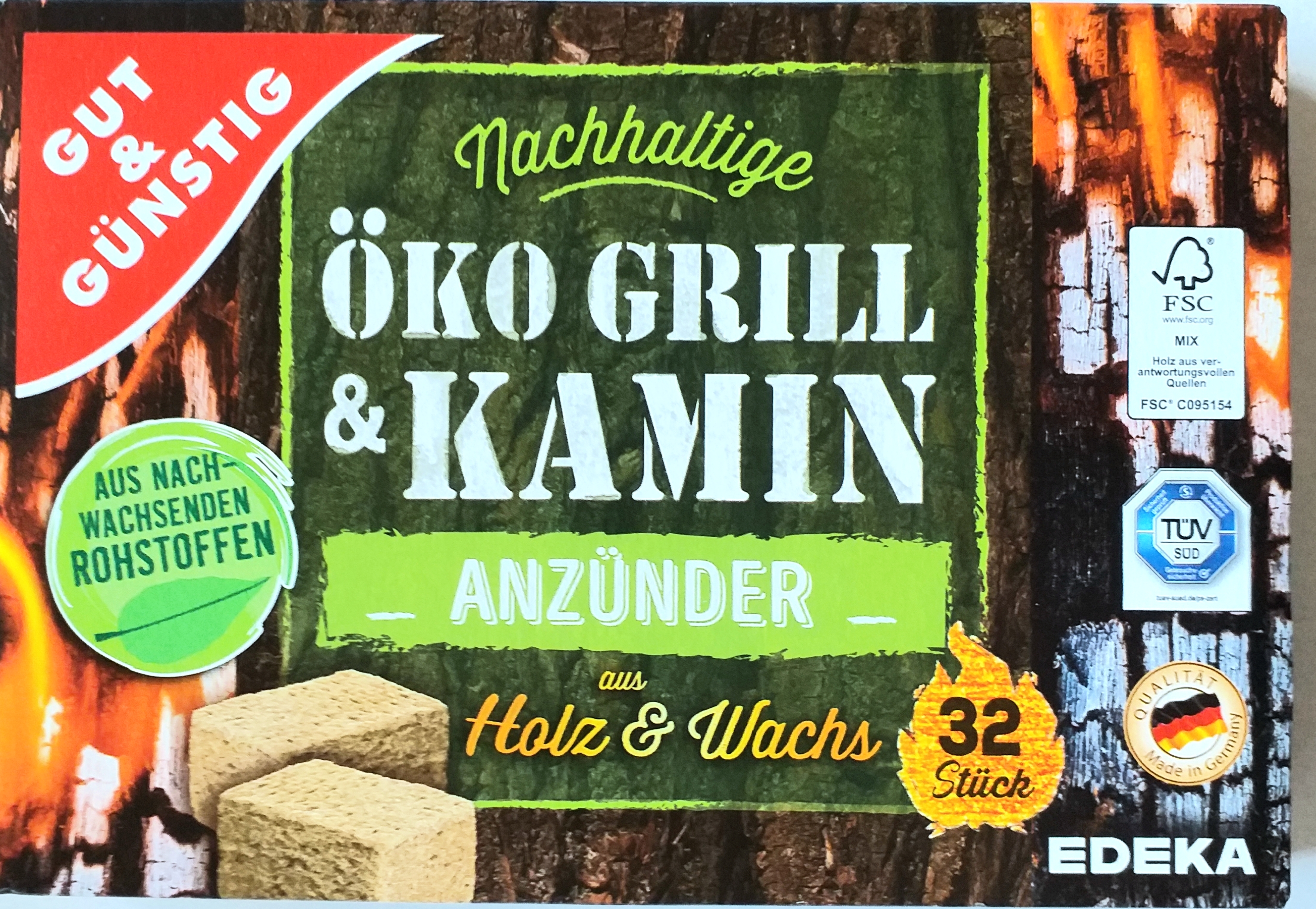 G&G Anzünder Kamin und Grill, Holz und Wachs 32ST