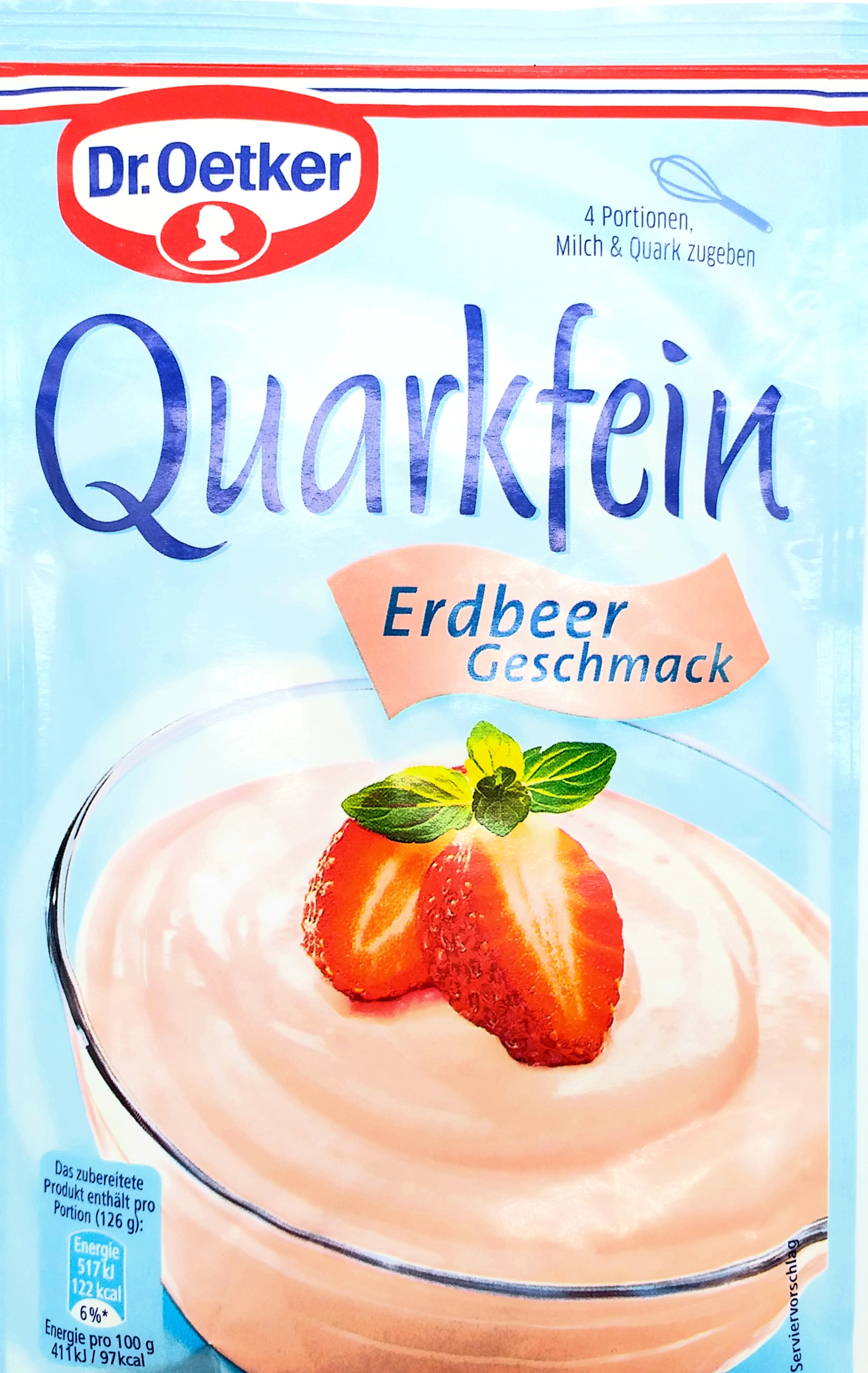 Dr.Oetker Quarkfein Erdbeer-Geschmack f.200ml 56g