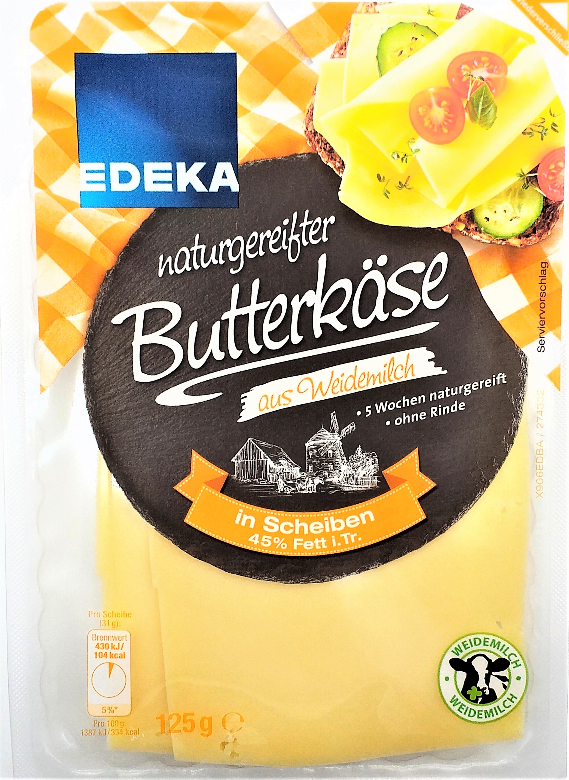 EDEKA Butterkäse Scheiben 45%  Fett i. Tr. 150g