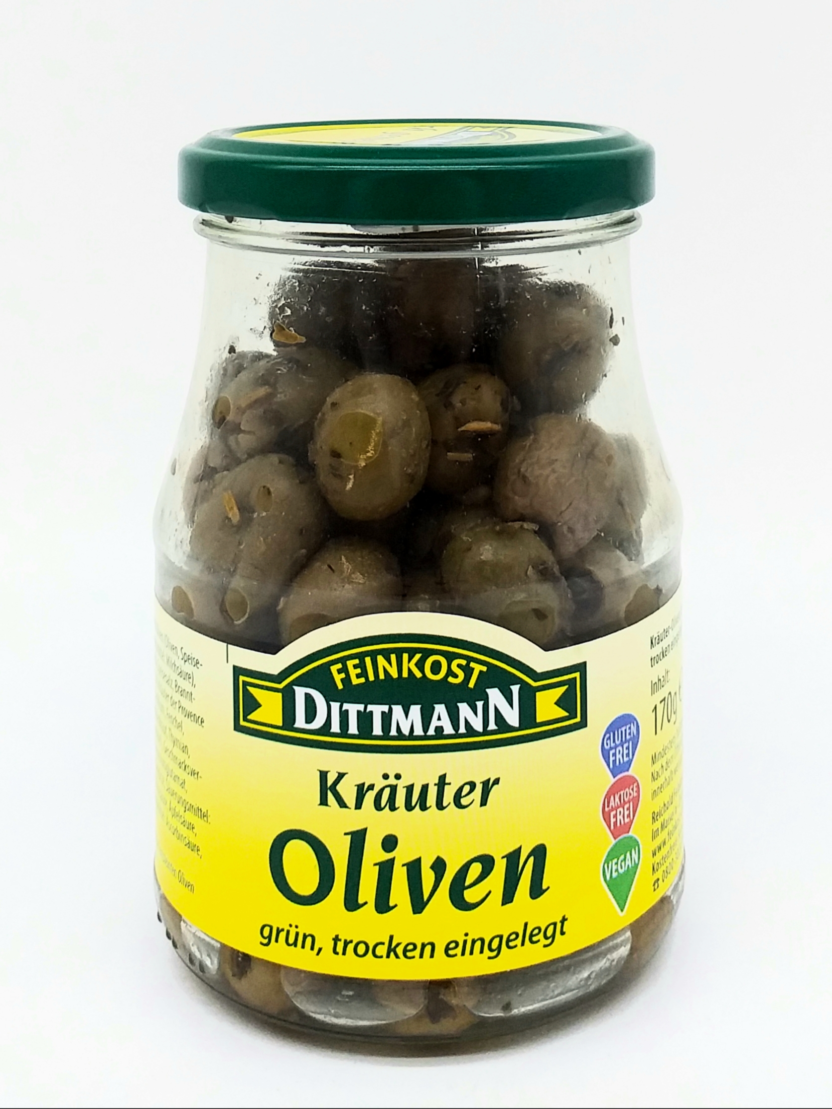Feinkost Dittmann Kräuter Oliven Grün o. Stein 170g