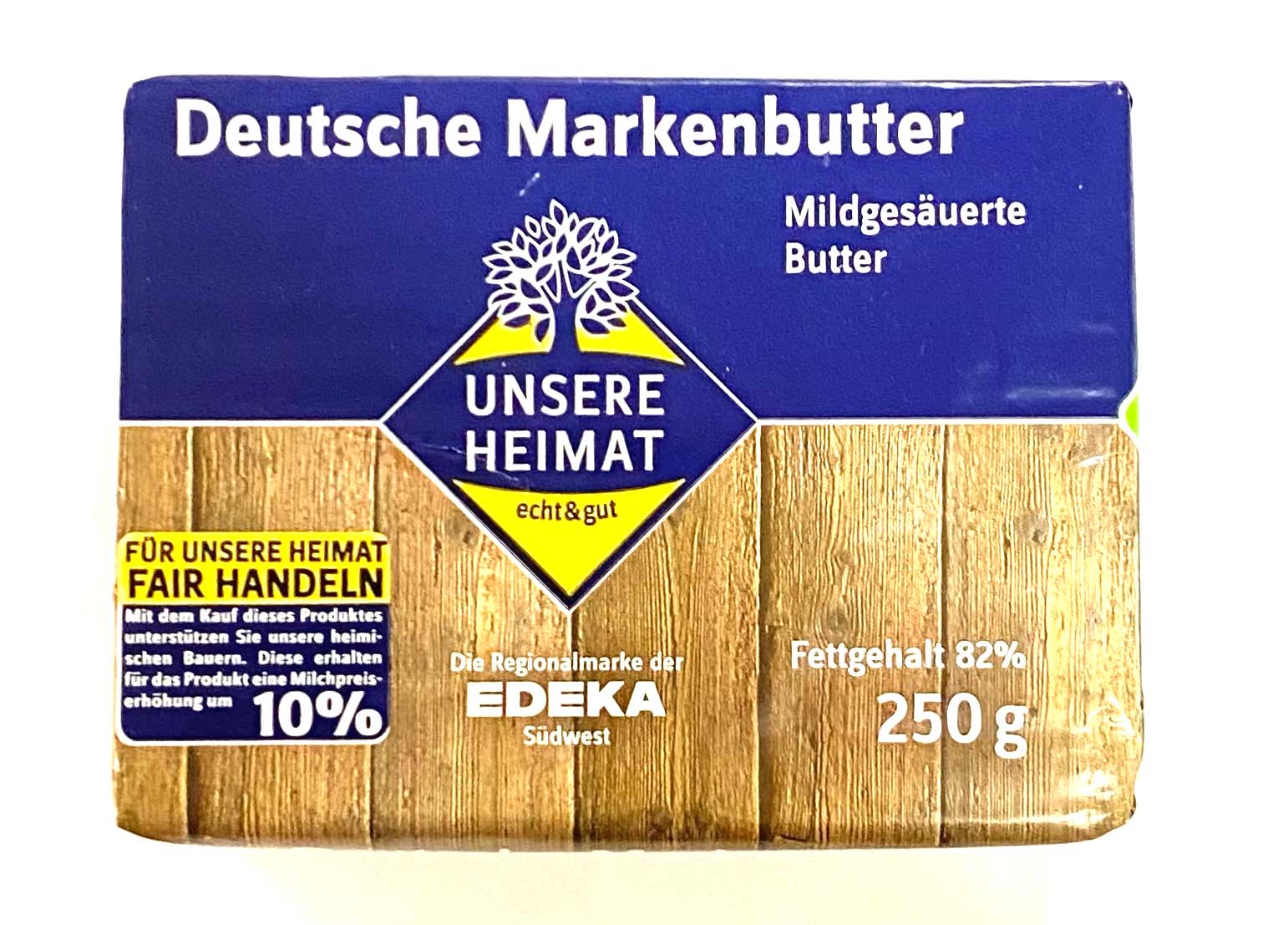 Unsere Heimat Deutsche Markenbutter mildgesäuert 82% Fett 250g