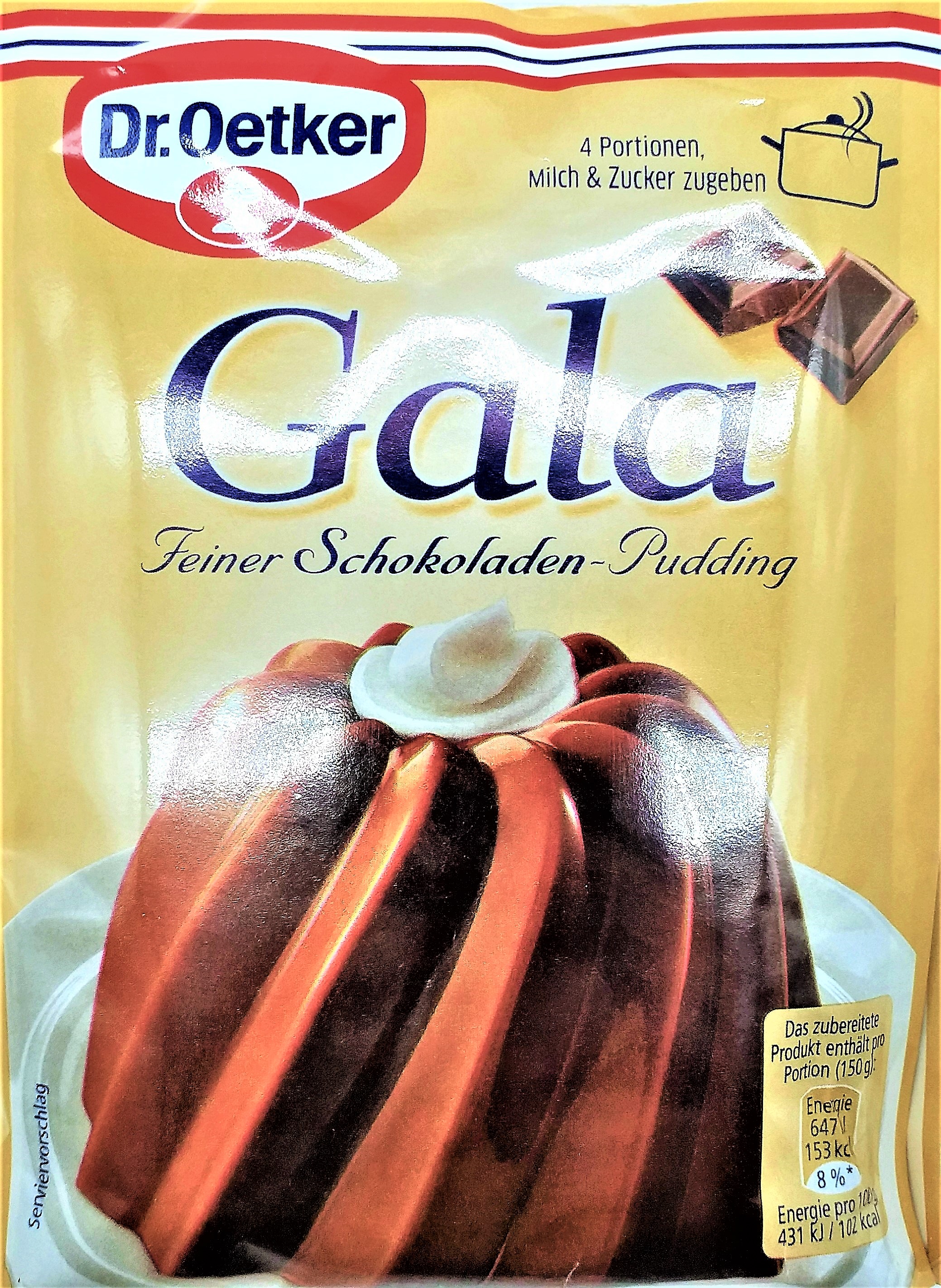 Dr.Oetker Gala Schokolade Pudding für 3x500ml 150g
