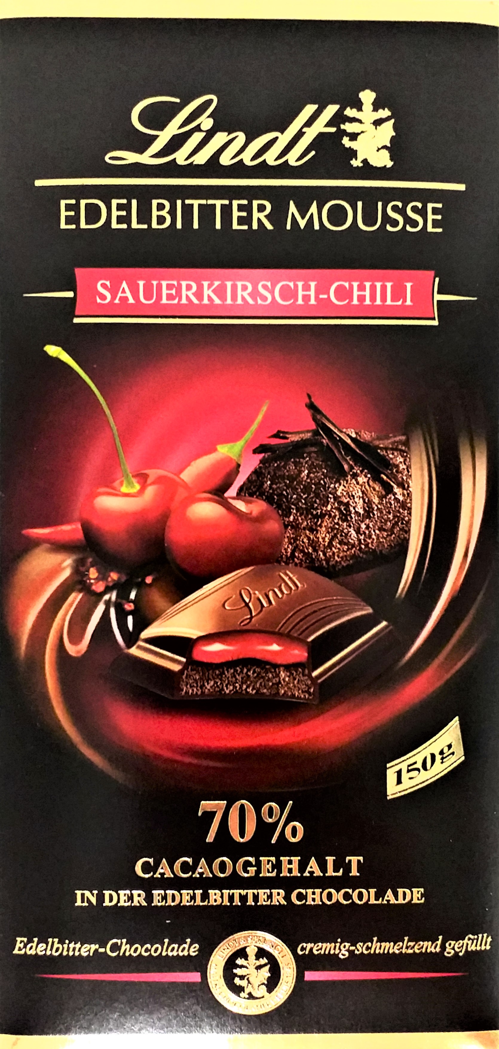 Lindt Edelbitter Schokolade Mousse Sauerkirsch-Chili 150g