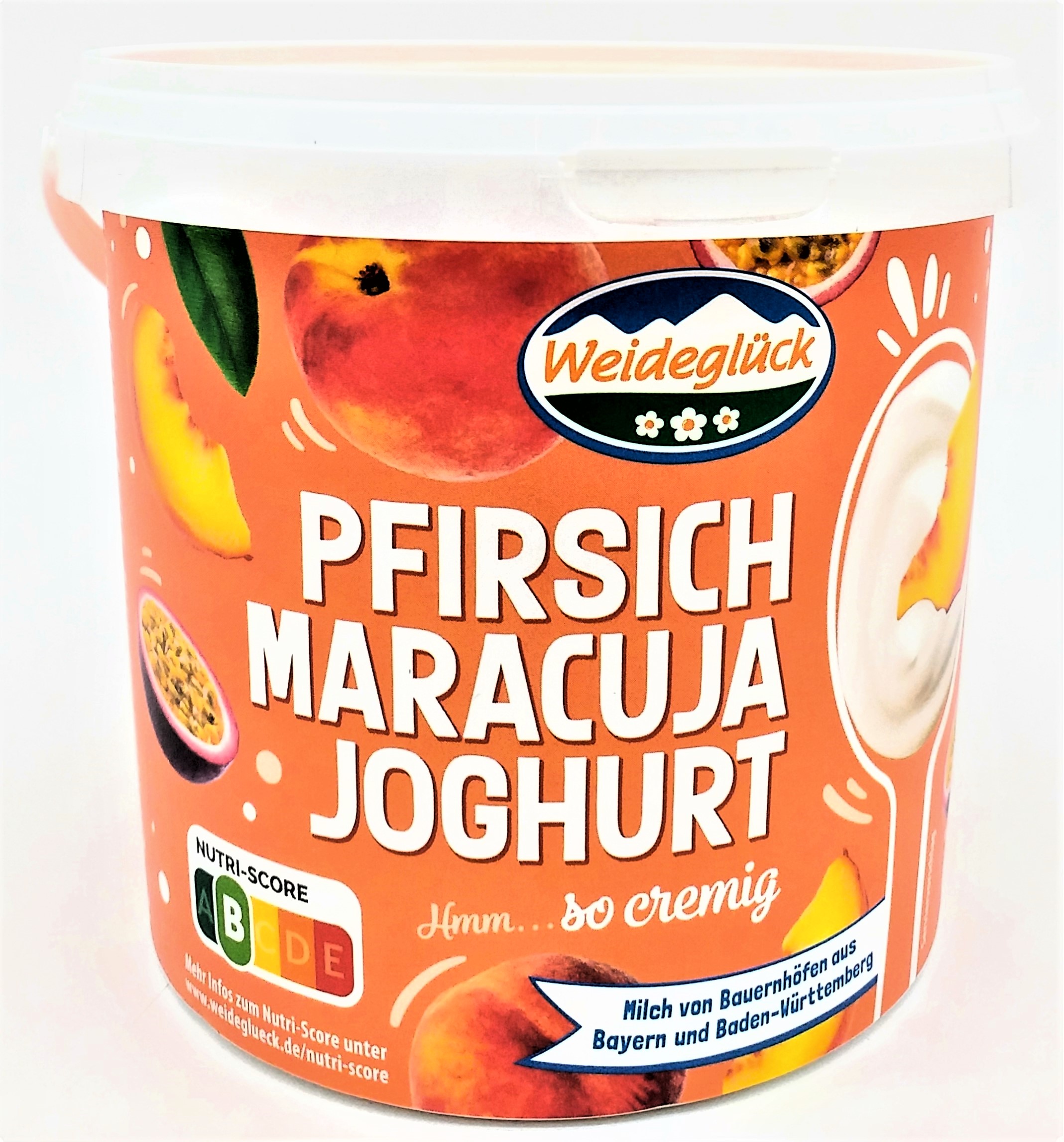 Weideglück Fruchtjoghurt Pfirsich Maracuja 3,5% Fett 1kg