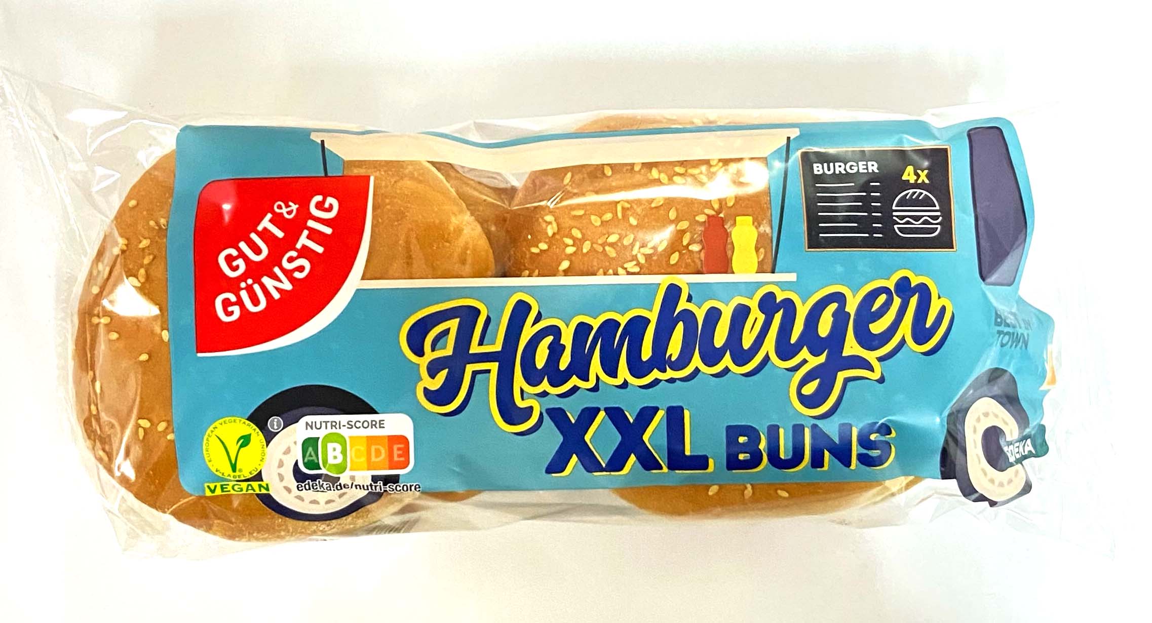 G&G XXL Hamburger Buns mit Sesam 4 Stück 300g